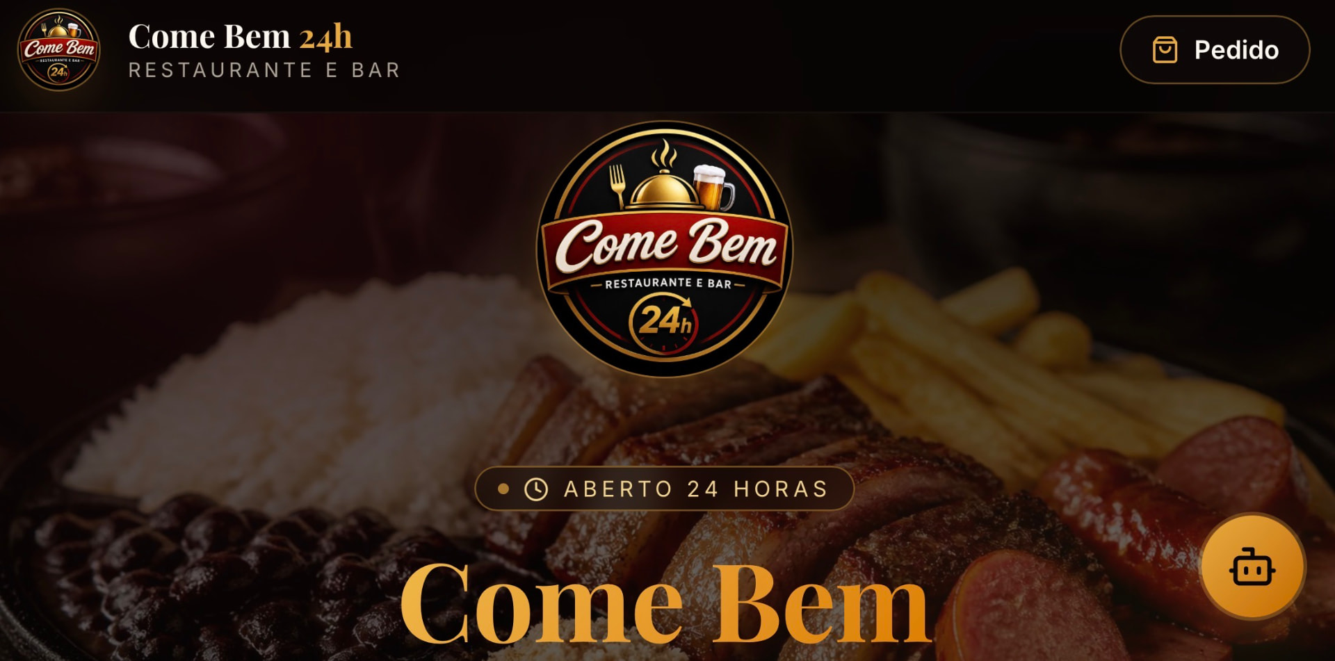 Landing page do site Come Bem 24h em um notebook